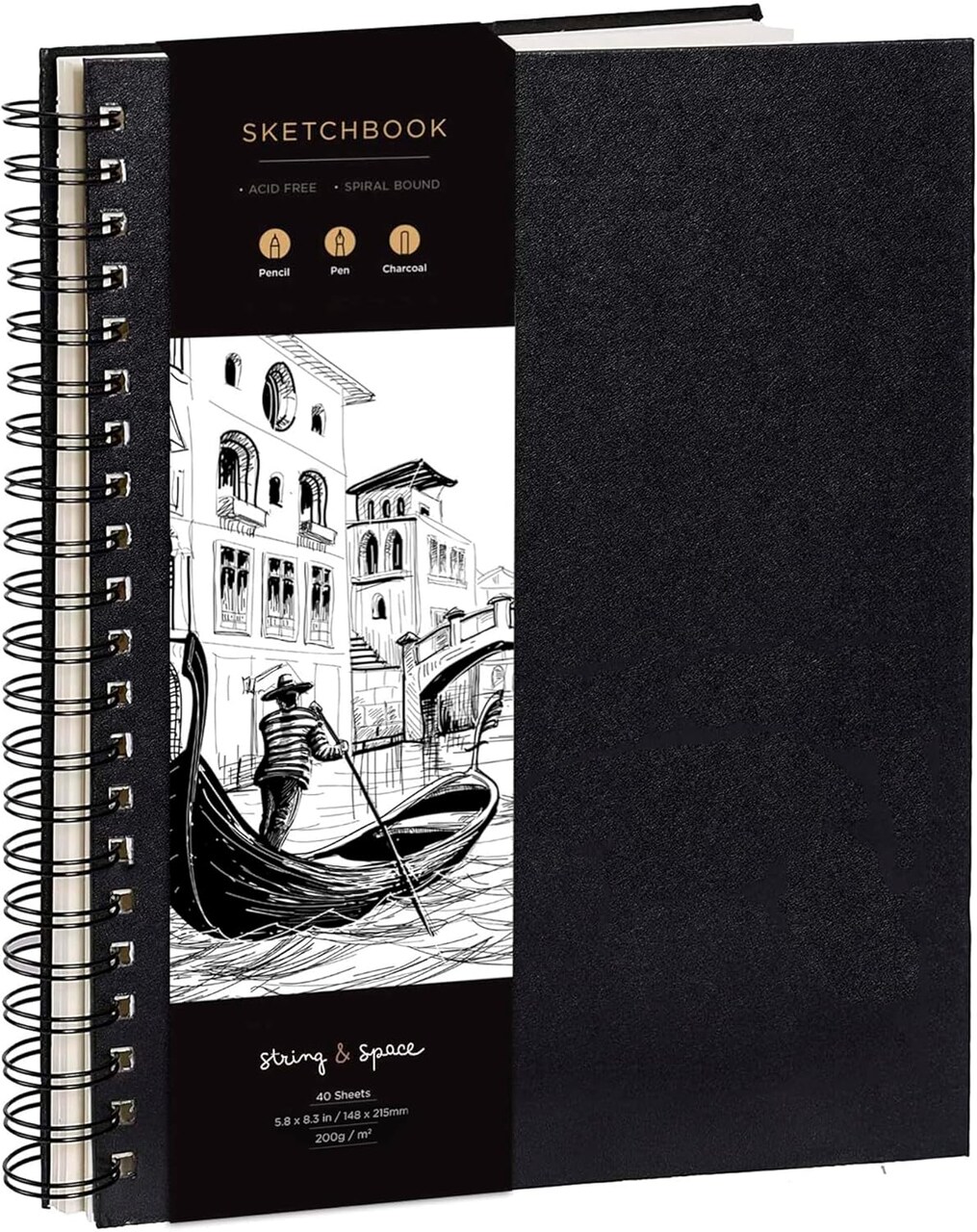 Sketchbook Hardcover – 200GSM Very Thick Paper – Spiral Sketch Book for Drawing and Mixed Media – Sketch Pad, Art Book - 5.8 x 8.5, 40 Sheets / 80 Pages